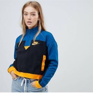NIKE BLUE AND ORANGE POLAR FLEECE HALF ZIP SWEATSHIRT Size XS
